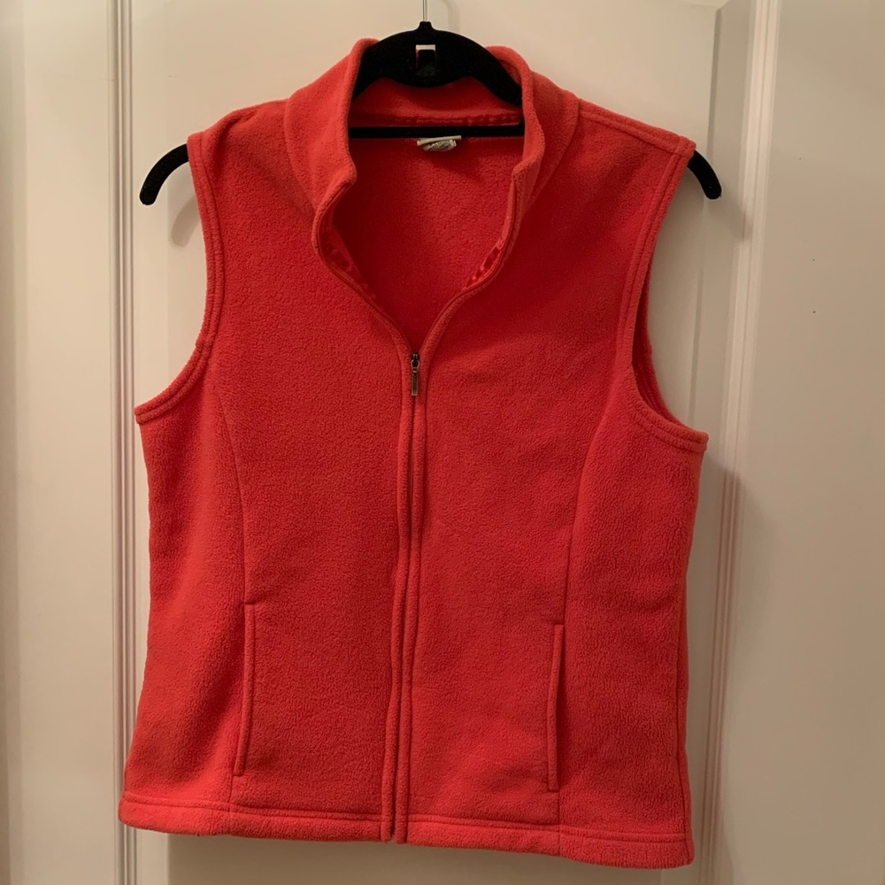 L.L.Bean Orange Fleece Vest EUC